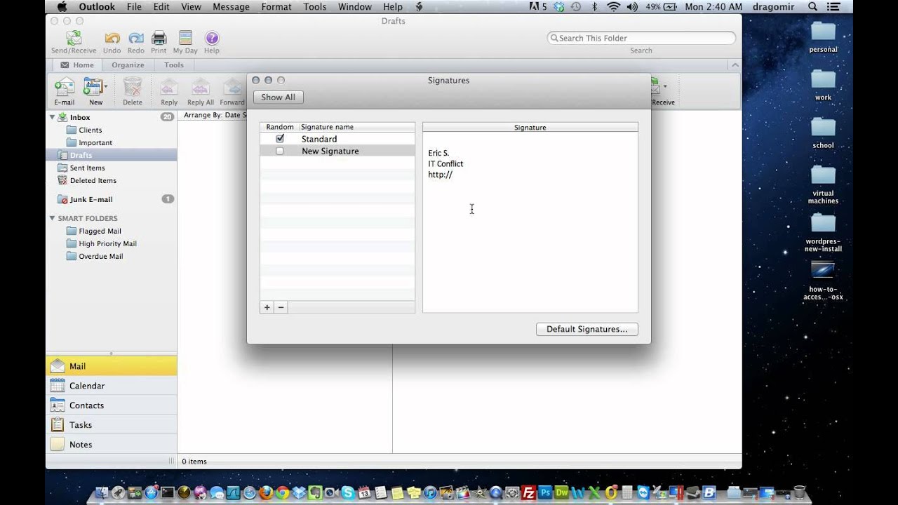 Create Signature Outlook App Mac